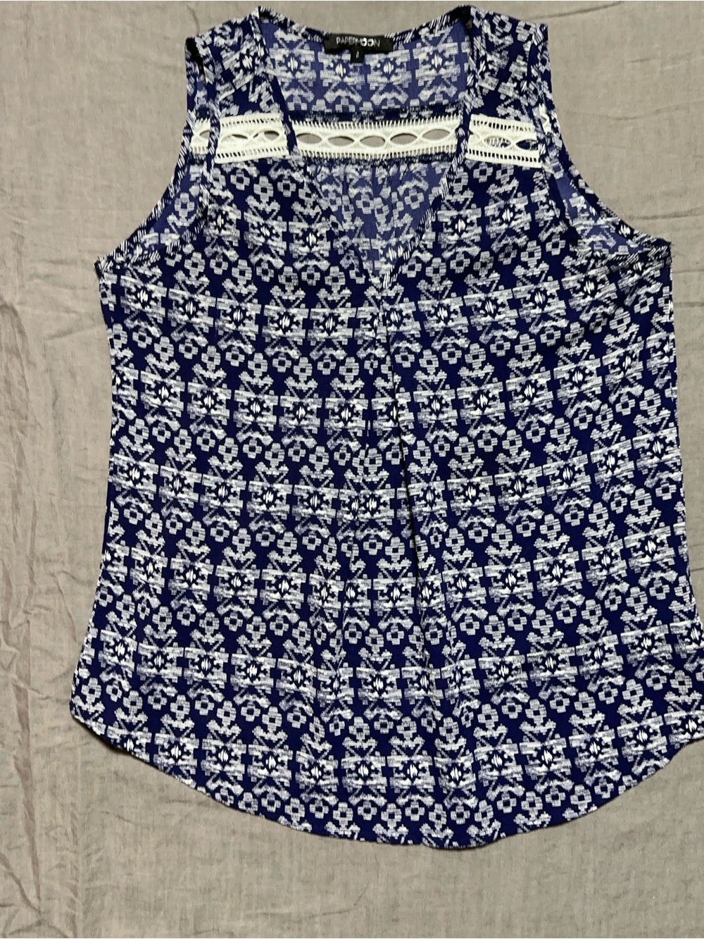 Papermoon Navy and White Patterned Sleeveless Top